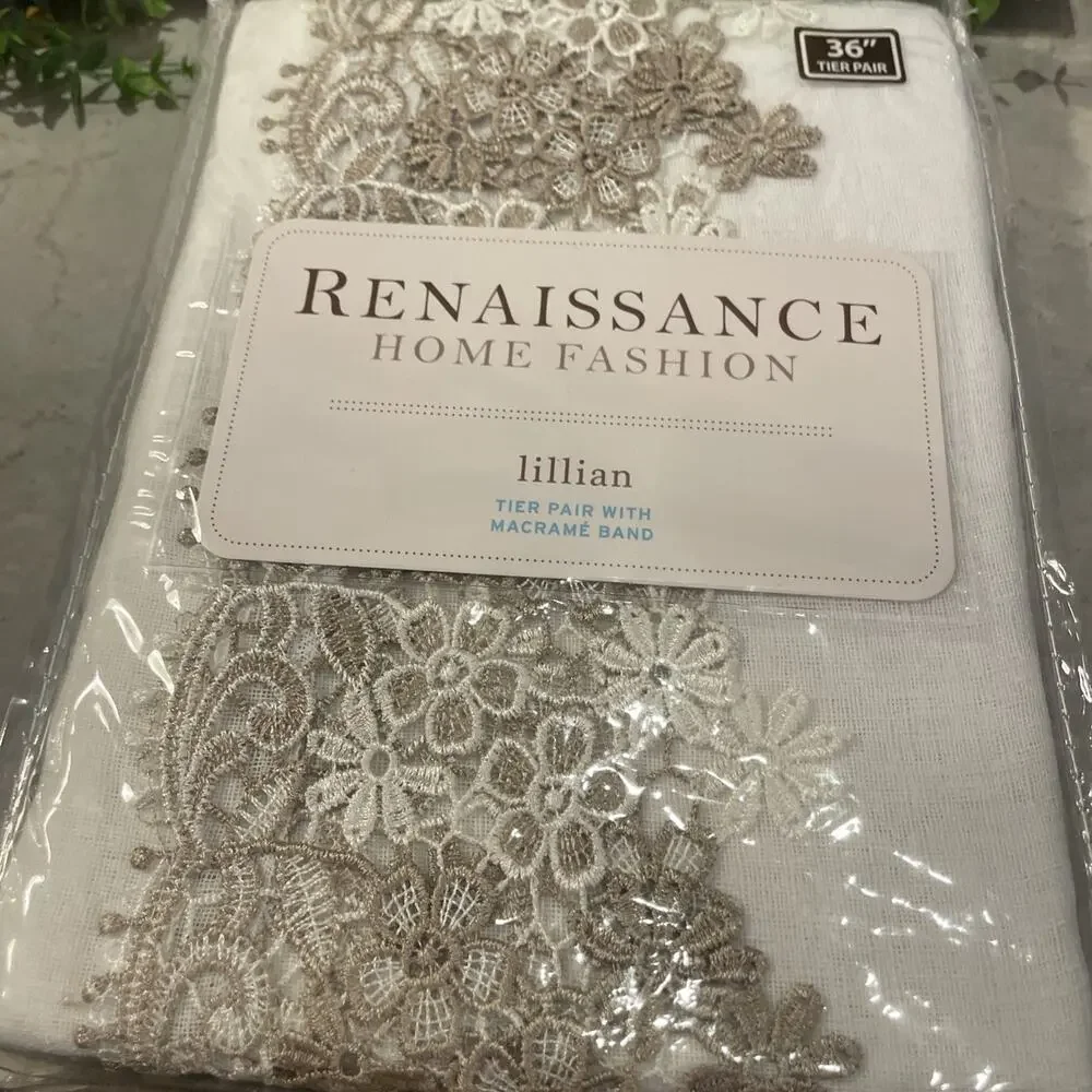 NEW Pair Renaissance Home Fashion Lillian Swag with Macrame Band 56